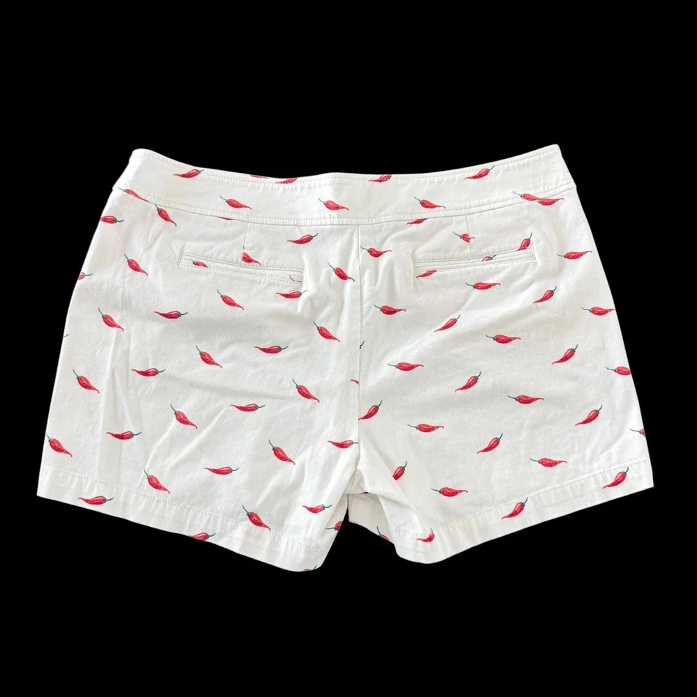 Juniper + Lime Red Chili Pepper Chino Shorts 14 White Classic Preppy Summer